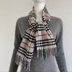 Burberry gray check cashmere scarf